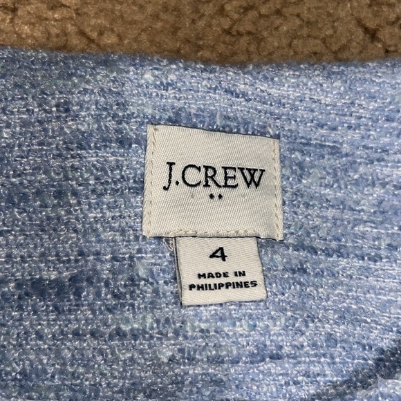 J. Crew Lady Blazer Jacket Cropped Gold Buttons Fresh Air Blue Linear Tweed 4 - Picture 8 of 9